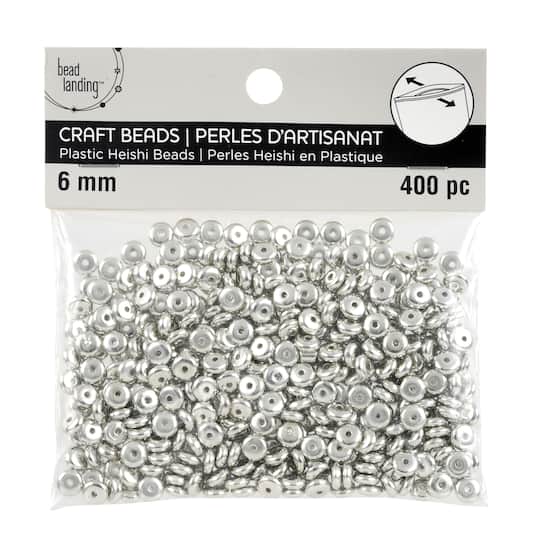 Silver Plastic Heishi Craft Beads, 6mm by Bead Landing&#x2122;